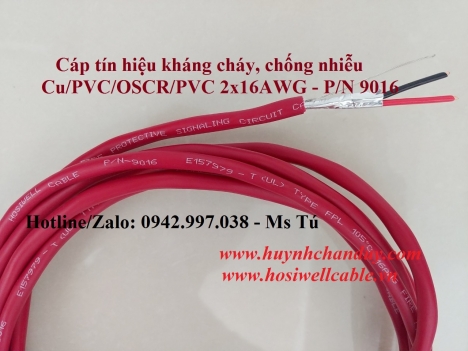 Cáp tín hiệu kháng cháy Hosiwell 1Pair 16AWG (1.25mm2 - 1.5mm2) - Cu/PVC/OSCR/PVC 1P 16AWG (9016)