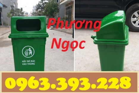 Thùng rác công cộng 90L, thùng rác 90L nắp hở, thùng rác nhựa HDPE 90L nắp hở