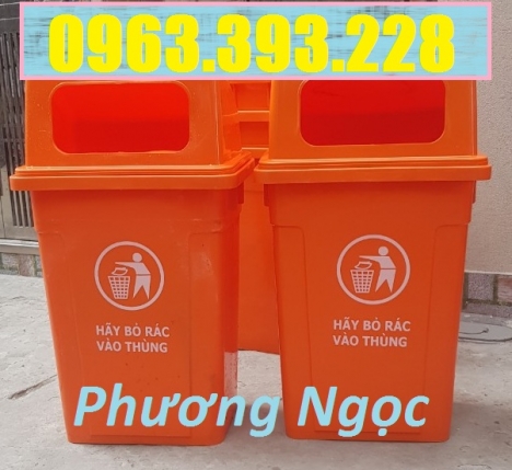 Thùng rác công cộng 90L, thùng rác 90L nắp hở, thùng rác nhựa HDPE 90L nắp hở