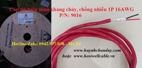 Cáp tín hiệu kháng cháy Hosiwell 1Pair 16AWG (1.25mm2 - 1.5mm2) - Cu/PVC/OSCR/PVC 1P 16AWG (9016)