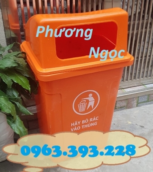 Thùng rác công cộng 90L, thùng rác 90L nắp hở, thùng rác nhựa HDPE 90L nắp hở