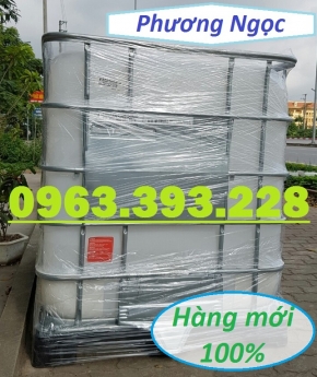 Tank nhựa IBC 1000L nhập khẩu, bồn nhựa 1 khối đựng hóa chất, bồn nhựa có khung sắt
