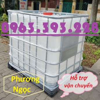 Tank nhựa IBC 1000L nhập khẩu, bồn nhựa 1 khối đựng hóa chất, bồn nhựa có khung sắt