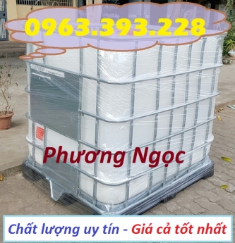 Tank nhựa IBC 1000L nhập khẩu, bồn nhựa 1 khối đựng hóa chất, bồn nhựa có khung sắt