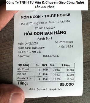 Phần mềm tính tiền cho quán ăn tại Kiên Giang giá rẻ