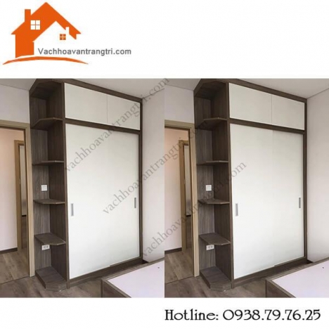 Nhận đóng mẫu tủ gỗ âm tường đẹp bằng gỗ công nghiệp