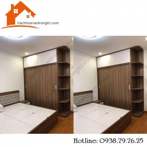 Nhận đóng mẫu tủ gỗ âm tường đẹp bằng gỗ công nghiệp
