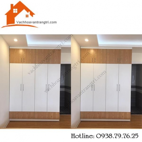 Nhận đóng mẫu tủ gỗ âm tường đẹp bằng gỗ công nghiệp