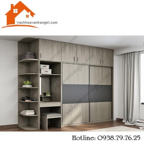 Nhận đóng mẫu tủ gỗ âm tường đẹp bằng gỗ công nghiệp