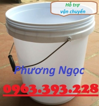 Vỏ thùng sơn màu trắng, xô nhựa màu trắng, xô đựng thuốc thú y, 