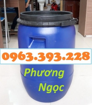 Thùng phuy nhựa nắp mở 50L, thùng phuy đựng hóa chất, thùng phuy 50 Lít