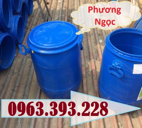 Thùng phuy nhựa nắp mở 50L, thùng phuy đựng hóa chất, thùng phuy 50 Lít