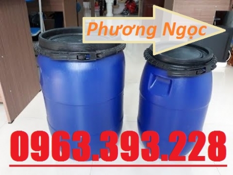 Thùng phuy nhựa nắp mở 50L, thùng phuy đựng hóa chất, thùng phuy 50 Lít