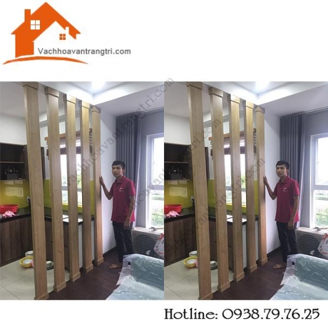 Thi công lam gỗ mdf trang trí tại Ehome Bình Chánh