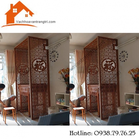 Sang trọng với vách ngăn cnc phòng thờ tại phòng khách