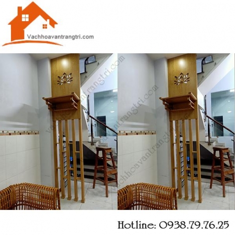 Bàn thờ treo đẹp kết hợp với vách ngăn cnc hoa văn