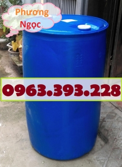 Thùng phuy nhựa nắp kín 220L đã qua sử dụng, thùng phuy nhựa 2 nắp nhỏ, thùng phuy nhựa đựng dầu