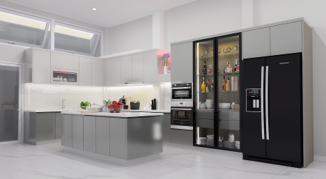TỦ BẾP HIỆN ĐẠI VỚI HỆ BÀN ĐẢO
