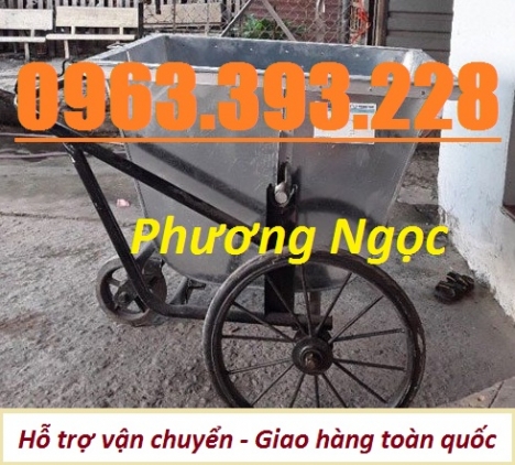 Xe gom rác 3 bánh 400L, xe gom rác bằng tôn, xe đẩy rác 400 Lít, xe thu gom rác đường phố