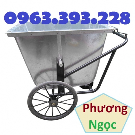 Xe gom rác 3 bánh 400L, xe gom rác bằng tôn, xe đẩy rác 400 Lít, xe thu gom rác đường phố