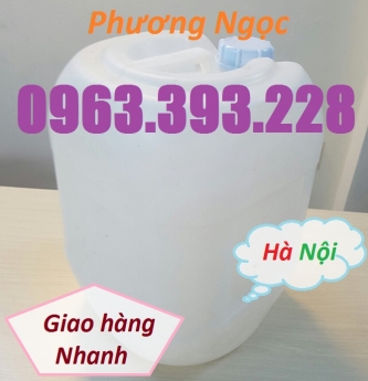 Can nhựa đựng hóa chất, can nhựa HDPE 20L, can nhựa vuông tròn màu trắng, can nhựa dày