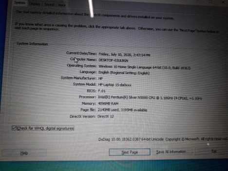 Bán Hp N5000 Cpu @1.10 Ghz (4cpu) Ram 4G Hdd 500G