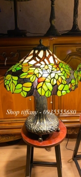 Giao Lưu Đôi Đèn Tiffany Hoạ Tiết Lá Mùa Thu.