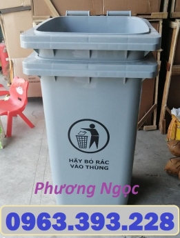 Thùng rác công nghiệp 120L nắp kín, thùng rác công cộng, thùng rác 120L nhựa HDPE