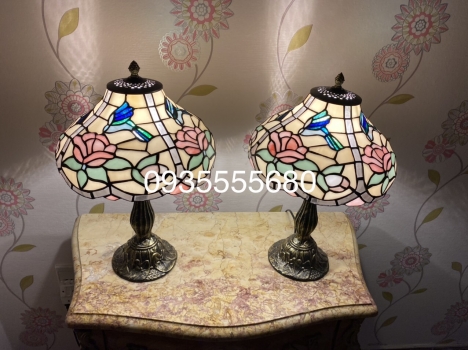 Đôi đèn phòng ngủ Tiffany họa tiết hoa chim