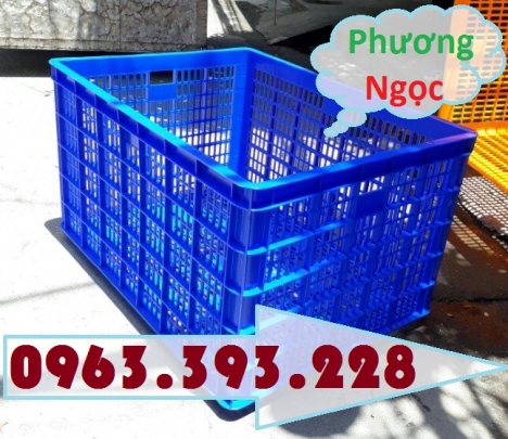 Sọt nhựa rỗng 5 bánh xe, sọt nhựa đẩy hàng, sọt nhựa đựng nông sản có bánh xe