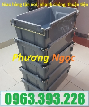 Thùng nhựa đựng linh kiện có quai sắt, sóng nhựa bít A2, thùng nhựa đặc A2 có quai