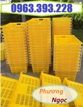 Sọt thanh long, sọt có quai HS011, sóng nhựa quai sắt, sọt nhựa đựng nông sản