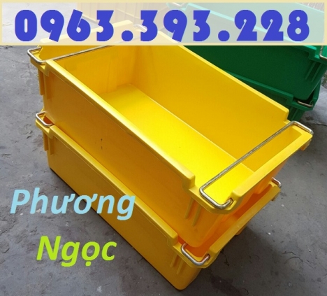Thùng nhựa đựng linh kiện có quai sắt, sóng nhựa bít A2, thùng nhựa đặc A2 có quai