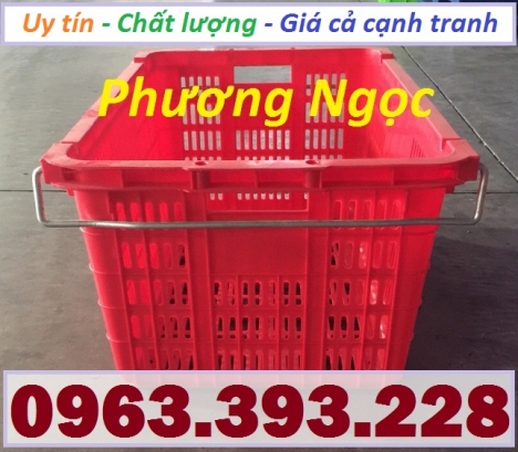 Sọt thanh long, sọt có quai HS011, sóng nhựa quai sắt, sọt nhựa đựng nông sản
