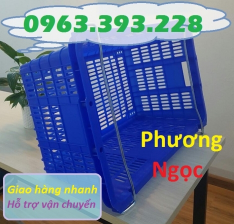 Sọt thanh long, sọt có quai HS011, sóng nhựa quai sắt, sọt nhựa đựng nông sản