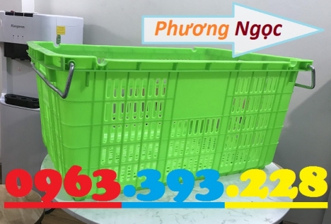 Sọt thanh long, sọt có quai HS011, sóng nhựa quai sắt, sọt nhựa đựng nông sản