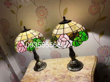 Giao lưu Đôi đèn ngủ Tiffany hoa hồng
