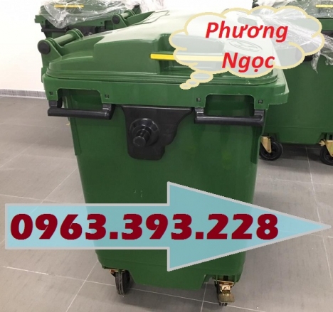 Xe gom rác nhựa 4 bánh, xe gom rác 660L, xe đẩy rác công cộng, thùng rác 4 bánh nhựa HDPE