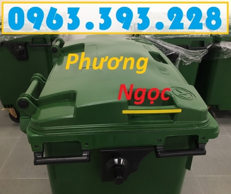 Xe gom rác nhựa 4 bánh, xe gom rác 660L, xe đẩy rác công cộng, thùng rác 4 bánh nhựa HDPE