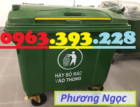 Xe gom rác nhựa 4 bánh, xe gom rác 660L, xe đẩy rác công cộng, thùng rác 4 bánh nhựa HDPE