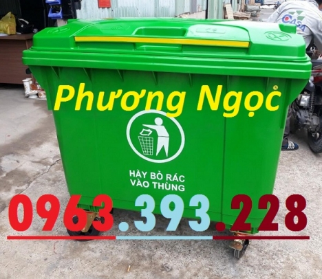 Xe gom rác nhựa 4 bánh, xe gom rác 660L, xe đẩy rác công cộng, thùng rác 4 bánh nhựa HDPE