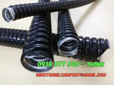 Ống ruột gà luồn dây điện bọc nhựa đen PVC, ống ruột gà D32 (1 inch) - PVC coated flexible conduit