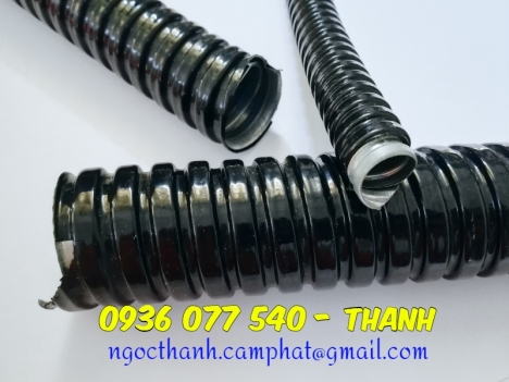 Ống ruột gà luồn dây điện bọc nhựa đen PVC, ống ruột gà D32 (1 inch) - PVC coated flexible conduit