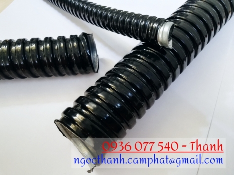 Ống ruột gà luồn dây điện bọc nhựa đen PVC, ống ruột gà D32 (1 inch) - PVC coated flexible conduit