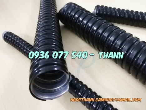 Ống ruột gà luồn dây điện bọc nhựa đen PVC, ống ruột gà D32 (1 inch) - PVC coated flexible conduit