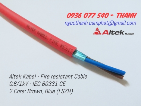 Cáp chống cháy 2X1.5, hiệu Altek Kabel - Fire resistant cable, LSZH, IEC 60331