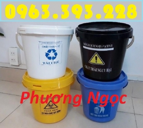 Xô đựng rác thải y tế, xô y tế nắp xoay, xô y tế treo xe tiêm, xô nhựa y tế