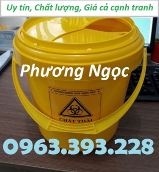 Xô đựng rác thải y tế, xô y tế nắp xoay, xô y tế treo xe tiêm, xô nhựa y tế