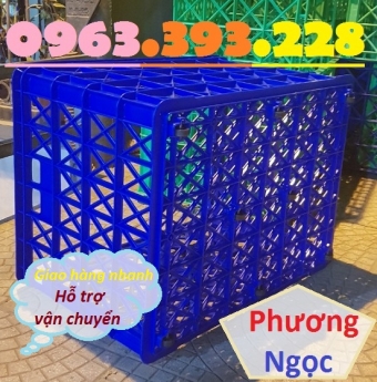 Sóng nhựa hở 8 bánh xe, sọt nhựa rỗng HS022, sọt rỗng công nghiệp 8 bánh, sọt nhựa rỗng đựng hàng