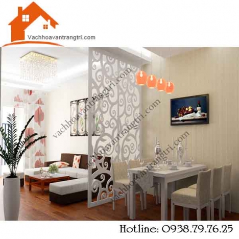 Không gian đẹp với vách ngăn phòng bếp khách bằng gỗ đẹp